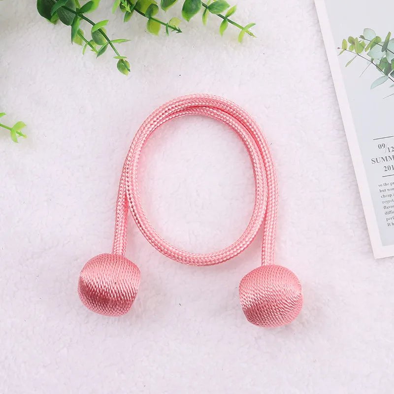 Storazone Pink / 2pcs Magnetic Ball Curtain Tiebacks Tie Rope Accessory Rods Accessoires Backs Holdbacks Buckle Clips Hook Holder Home Decor