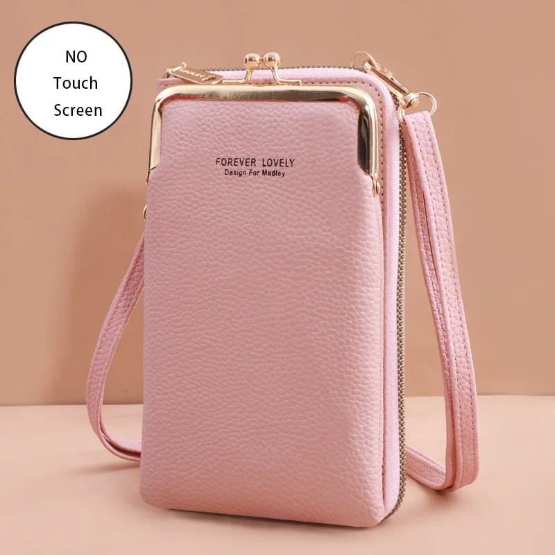 Storazone Pink 3 / 11x4x18CM / CN Buylor Women's Handbag Touch Screen Cell Phone Purse Shoulder Bag Female Cheap Small Wallet Soft Leather Crossbody сумка женская