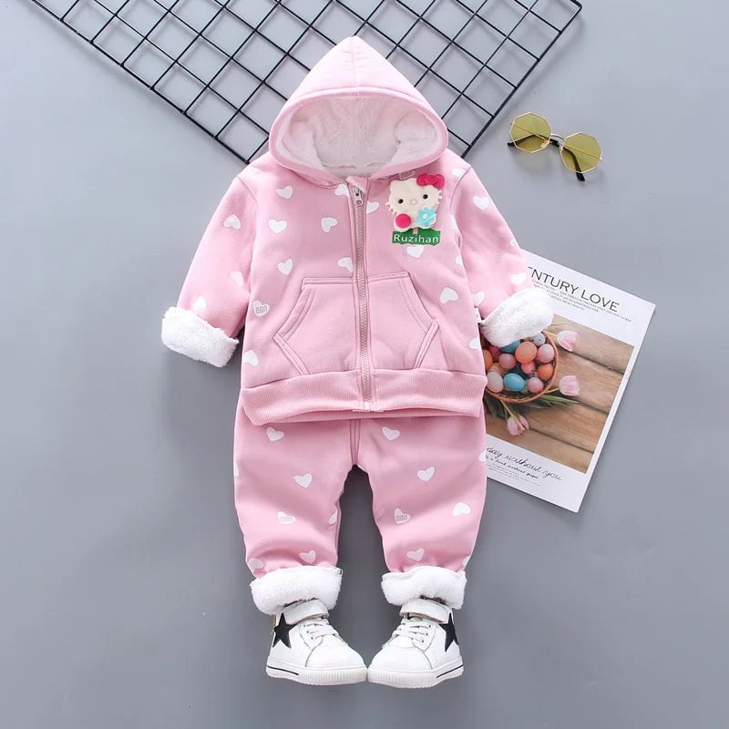 Storazone Pink 5 / 5T(Size 120) Toddler Boys Clothes 2023 Autumn Winter Kids Girls Clothes Hooded+Pant 2pcs Outfit Children Clothing Suit For Boys Clothing Sets