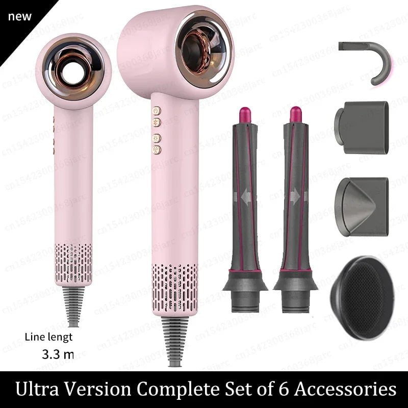 Storazone Pink 6 Parts / EU Super Hair Dryer 220V Leafless Hair dryer Personal Hair Care Styling Negative Ion Tool Constant Anion Electric Hair Dryers