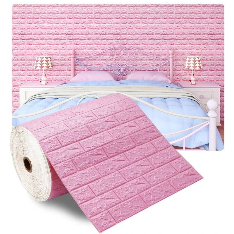 Storazone Pink / 70cmX1m 70cmx1/5/10m 3D Wallpaper Decoration Self-adhesive Antique Foam Brick Wallpaper Living Room Bedroom Waterproof 3d Wall Sticker