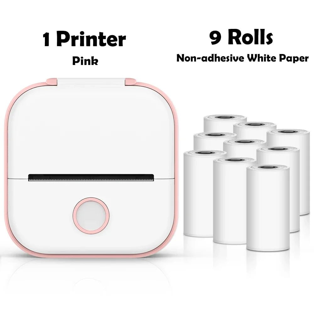 Storazone Pink-9 Rolls Paper / CN Phomemo T02 Portable Mini Wireless Thermal Pocket Printer Self-adhesive Stickers Use for DIY,Journal Sticker impresora portátil