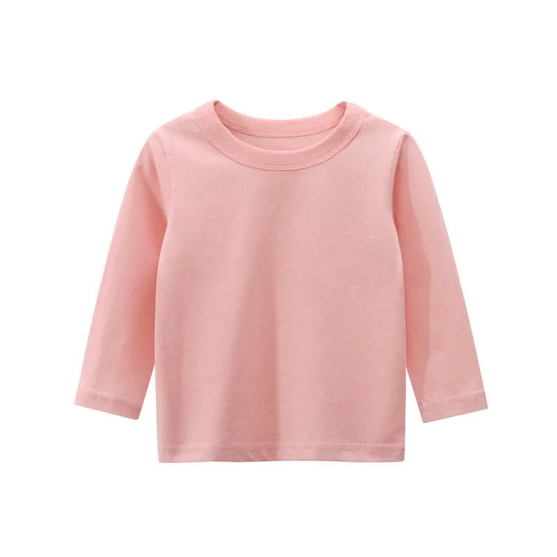 Storazone Pink / 90 Solid color Long Sleeve Children T-Shirts Cotton Boys T Shirt Kids TShirt Autumn Kids Girls Tops 2-7Years Children Clothes