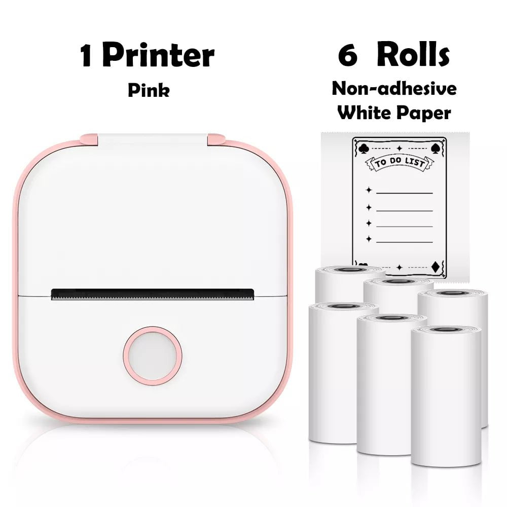 Storazone Pink A / CN Phomemo T02 Mini Printer Portable Printer Thermal Printing Sticker Wireless Inkless Pocket Printer Self-adhesive Label Printer