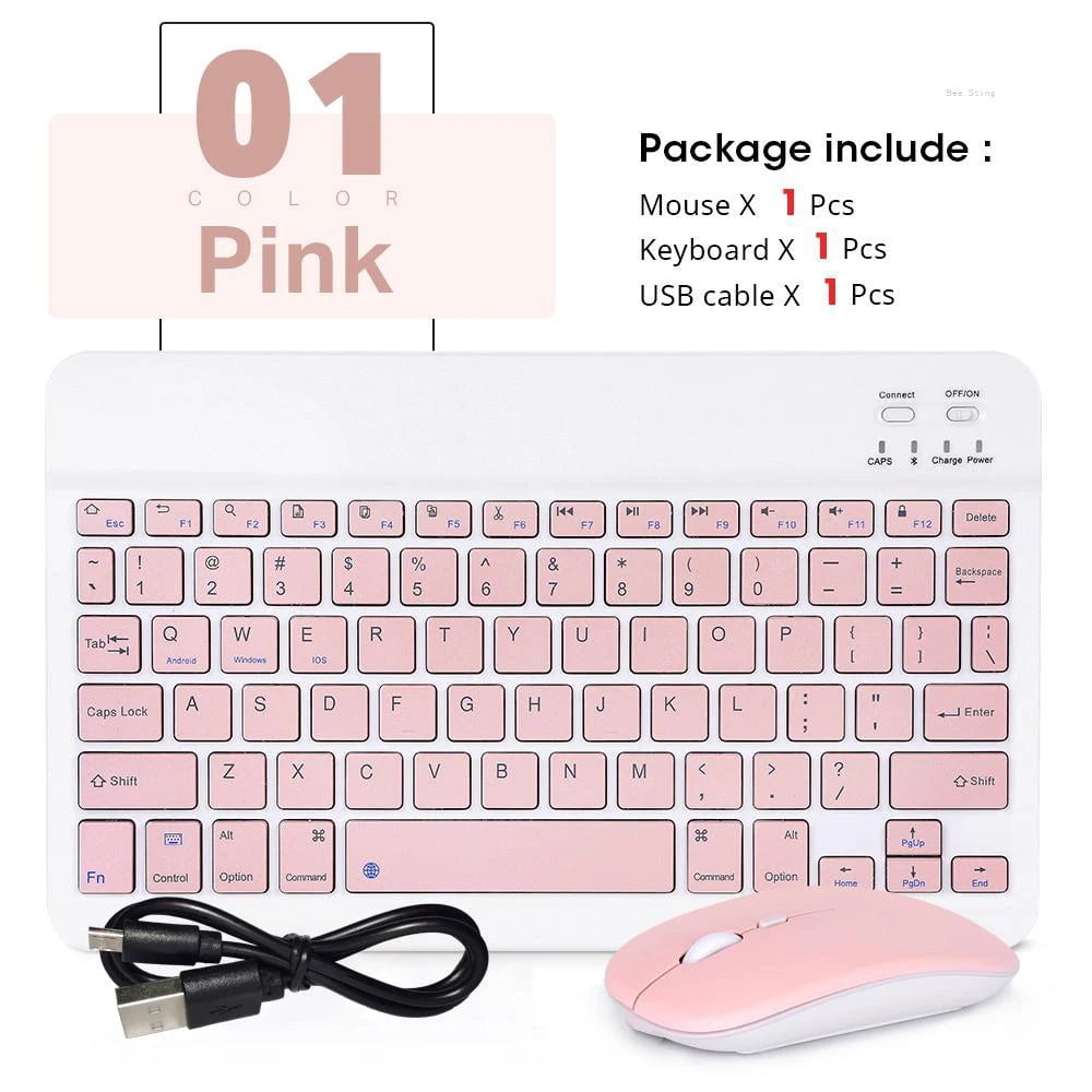 Storazone pink-and mouse Mini Wireless Keyboard Bluetooth Keyboard For ipad Phone Tablet Portable Bluetooth Keyboard and Mouse For Samsung Xiaomi Android