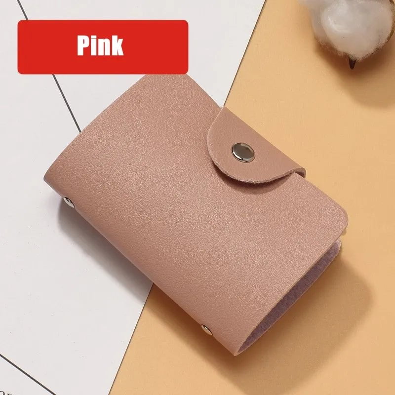 Storazone pink bag New Leather Function 24 Bits Card Case Business Card Holder Men Women Credit Passport Card Bag ID Passport Card Wallet 8 Colors