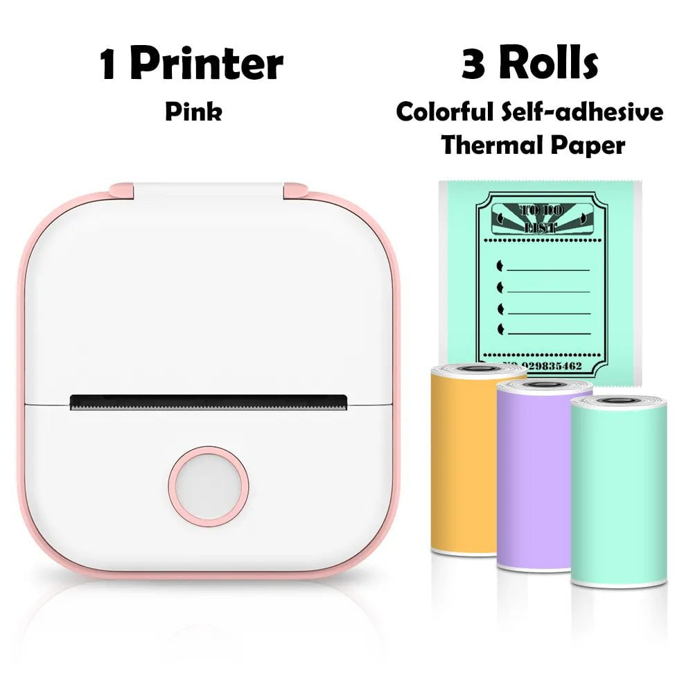 Storazone Pink C / CN Phomemo T02 Mini Printer Portable Printer Thermal Printing Sticker Wireless Inkless Pocket Printer Self-adhesive Label Printer