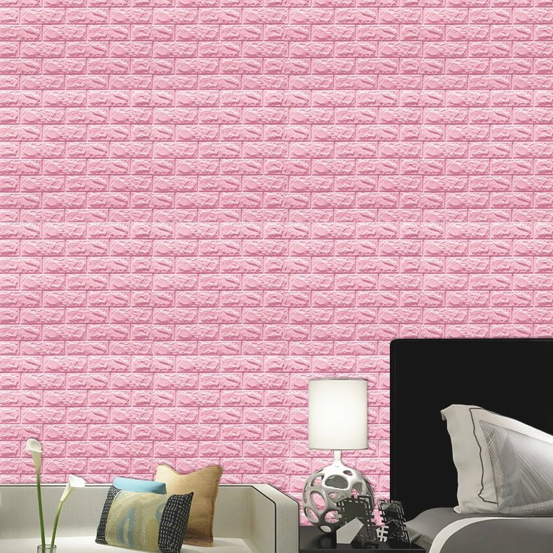 Storazone pink / CHINA 10pcs 3D Wall Sticker Imitation Brick Bedroom Christmas Home Decoration Waterproof Self Adhesive Wallpaper For Living Room