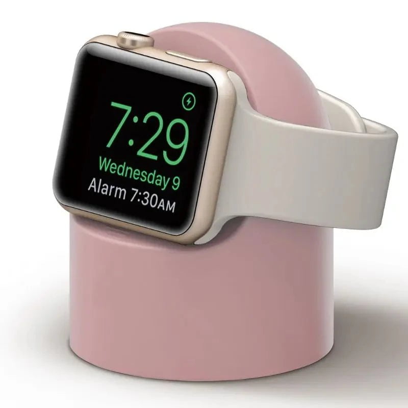 Storazone Pink / CHINA Charger Stand For Apple Watch Series Ultra/8/SE2/7/6/SE/4/3 49mm/45mm/44mm/42mm/41mm/40mm/38mm Durable Silicone Nightstand Mode