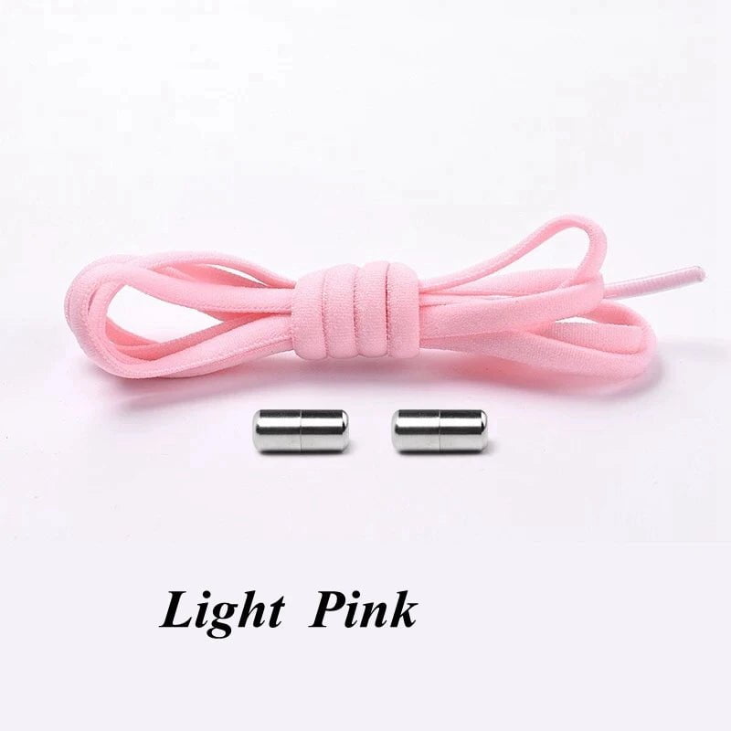 Storazone Pink / CHINA Semicircle No Tie Shoelaces Elastic Shoe laces Sneakers shoelace Metal Lock Lazy Laces for Kids and Adult One size fits all shoe