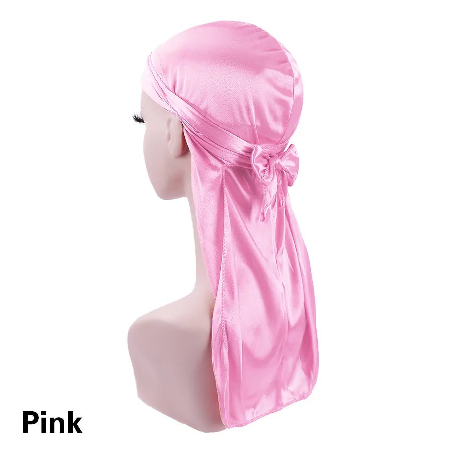 Storazone pink / CHINA Unisex Silky Durags Bandanas Turban Hat Wigs Doo Men Satin Durag Biker Headwear Headband Hair Accessories Extra Long Tail Du-Rag