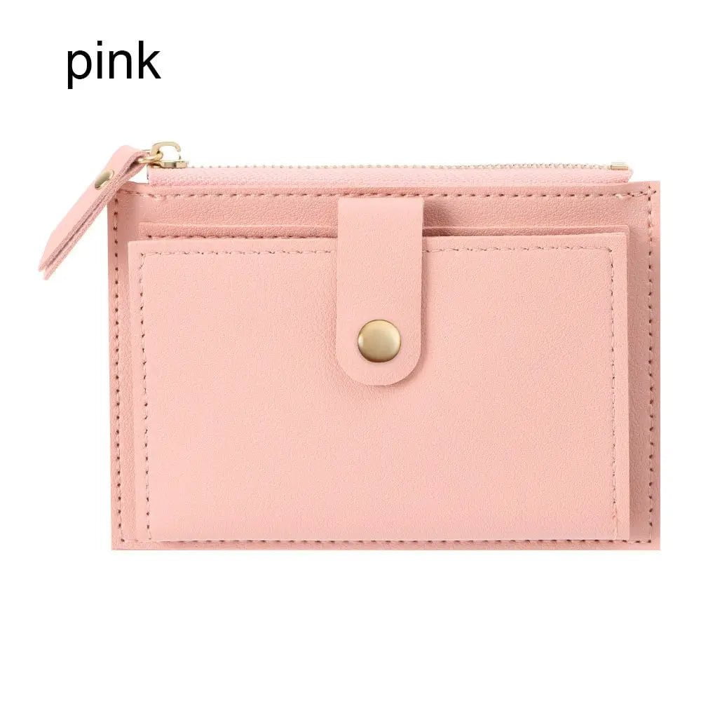 Storazone pink Cute Fashion PU Leather Mini Coin Purse Women Solid Color Credit Card Holder Bags Small Wallet Money Bag Purse Card Holder