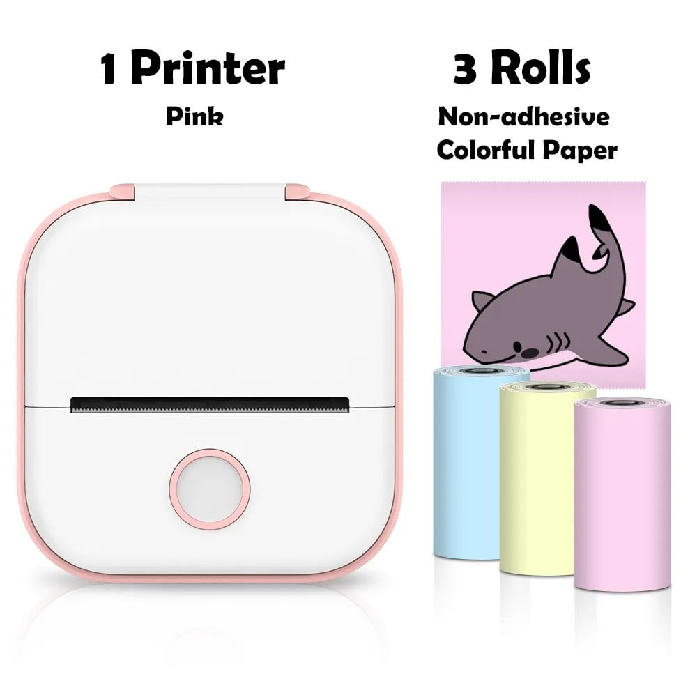 Storazone Pink D / CN Phomemo T02 Mini Printer Portable Printer Thermal Printing Sticker Wireless Inkless Pocket Printer Self-adhesive Label Printer