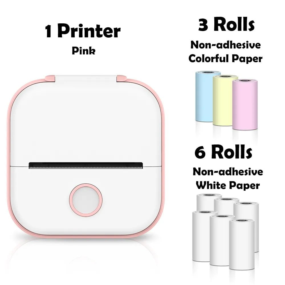 Storazone Pink E / CN Phomemo T02 Mini Printer Portable Printer Thermal Printing Sticker Wireless Inkless Pocket Printer Self-adhesive Label Printer