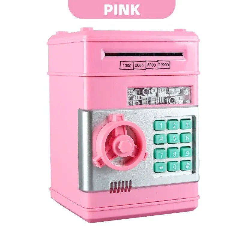 Storazone pink Electronic Piggy Bank Automatic Mini Safe Coins Cash Saving Money Box Password Counter Code Key Lock Coin Bank ATM Child Gift