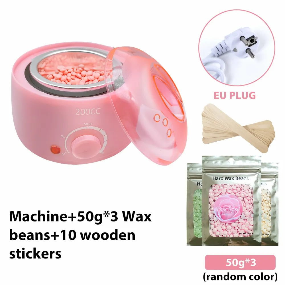 Storazone Pink EU 150g Beans 200CC Wax Heater Warmer Hair Removal Machine For Hand Foot Body SPA Epilator Paraffin Wax Pot +Wax Beans + Wood Sticks