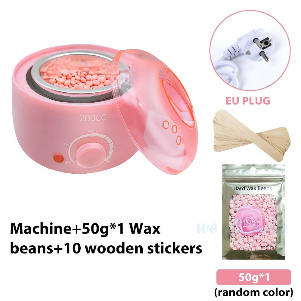 Storazone Pink EU 50g Beans 200CC Wax Heater Warmer Hair Removal Machine For Hand Foot Body SPA Epilator Paraffin Wax Pot +Wax Beans + Wood Sticks