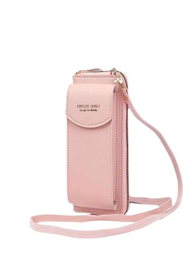 Storazone Pink Fashion Single Shoulder Crossbody Cell Phone Bag Mini Versatile Satchel Multi Card Position Card Bag Keycase Female