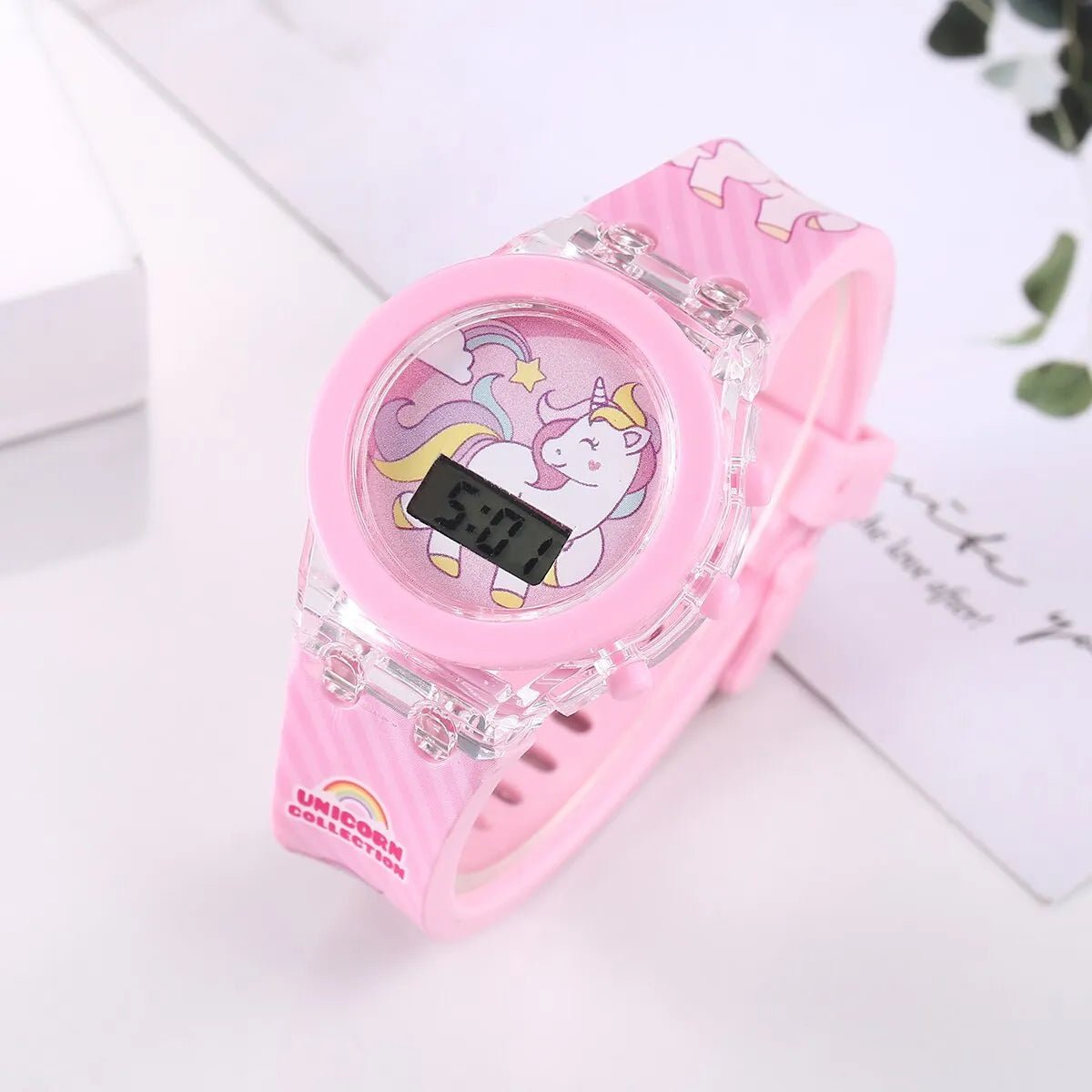 Storazone Pink Kid's Luminous Alarm Clock Electronic Multi-function Color Leisure Sports Electronic Watch Student Watch Send Bracelet