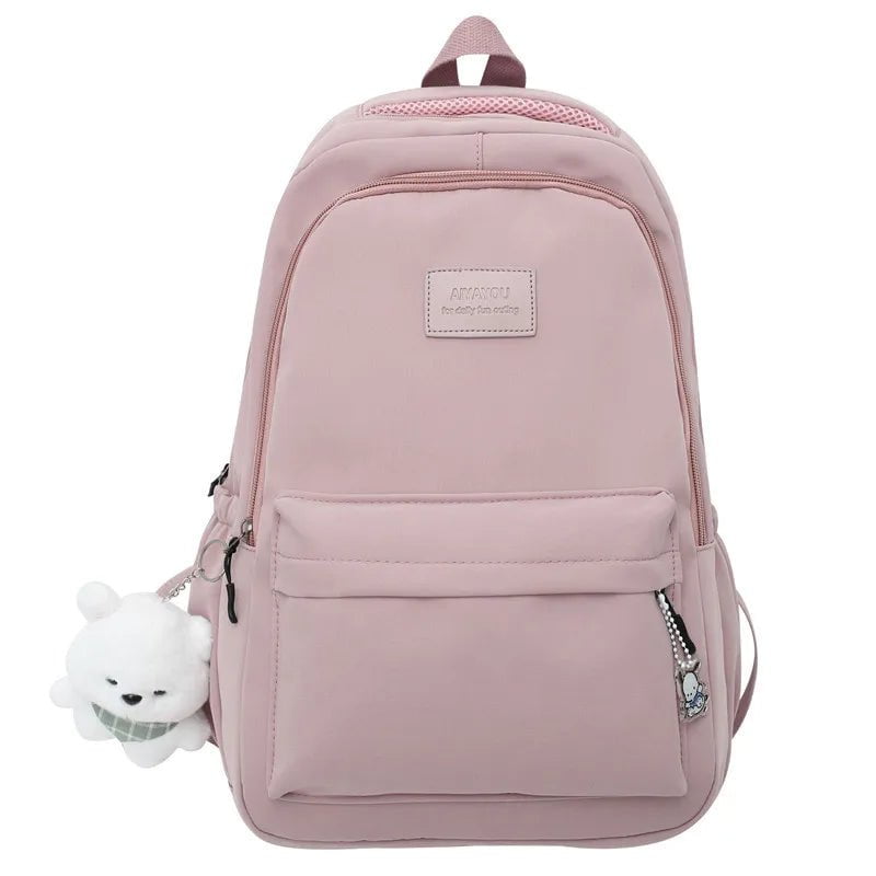 Storazone pink / L32cmW20cmH45cm New Female Fashion Lady High Capacity Waterproof College Backpack Trendy Women Laptop School Bags Cute Girl Travel Book Bag Cool