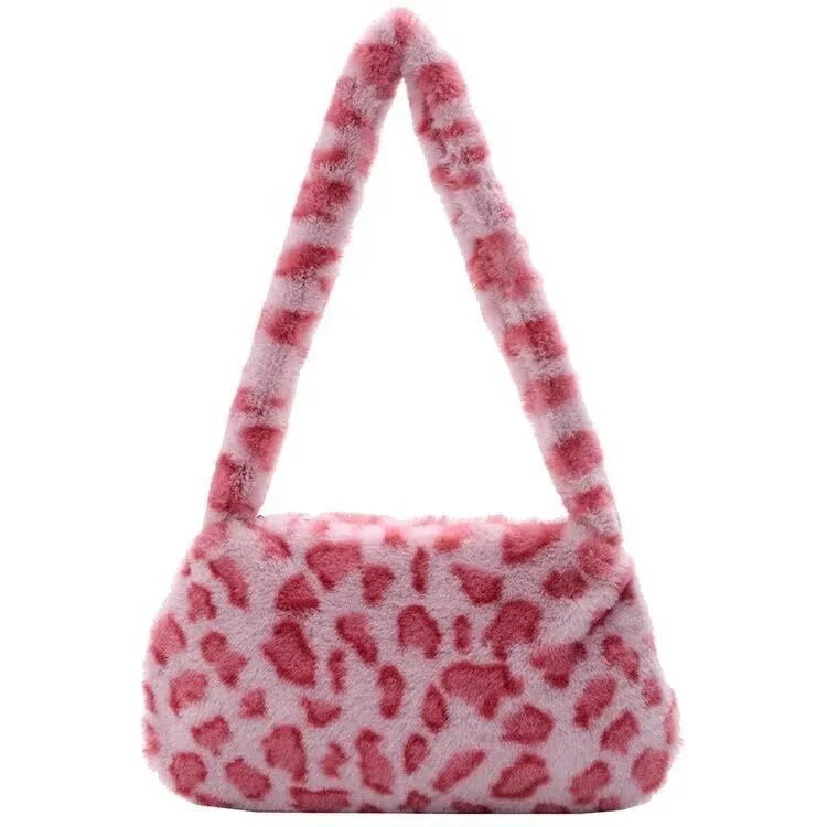 Storazone Pink Leopard 2023 Street Style Small Square Single Shoulder Bag Fashionable Underarm Bag Women Phone Document Pocket