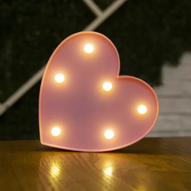 Storazone pink Love / 22cm Decorative Letters Alphabet Letter LED Lights Luminous Number Lamp Decoration Battery Night Light Party Baby Bedroom Decoration.