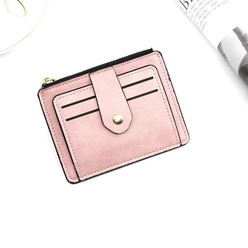 Storazone Pink Luxury Small Men's Credit ID Card Holder Wallet Male Slim Leather Wallet with Coin Pocket Brand Designer Purse for Men Women