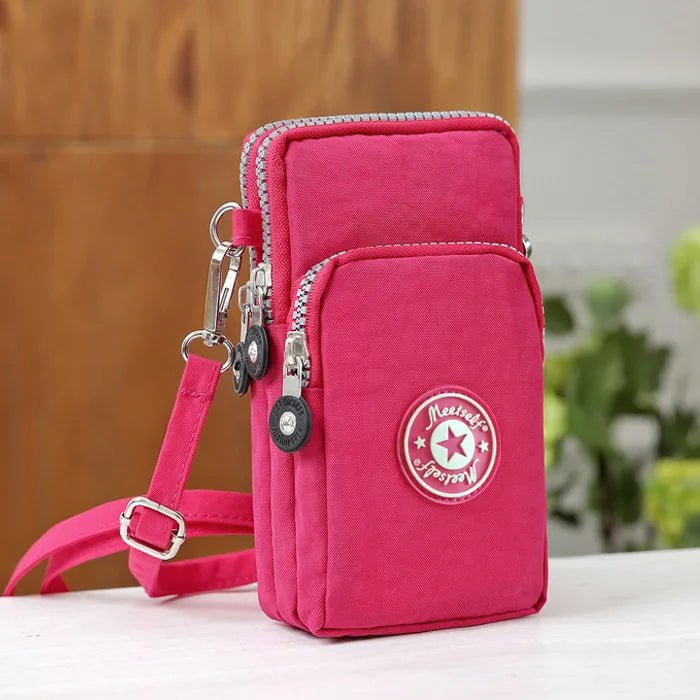 Storazone Pink Mobile phone bag women's mobile phone bag packaging zipper printing small bag summer shoulder bag bag women's messenger bag