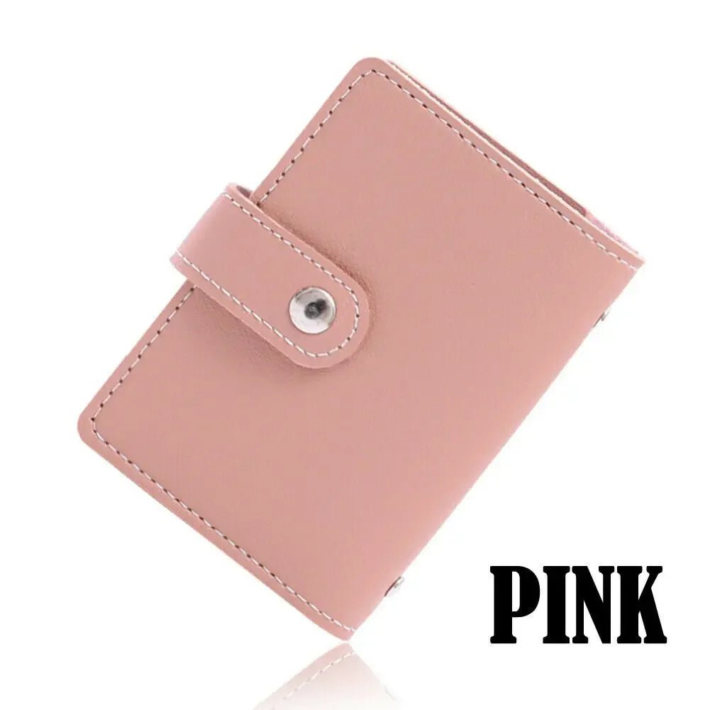 Storazone Pink New Anti-theft ID Credit Card Holder Fashion Women's 26 Cards Slim PU Leather Pocket Case Purse Wallet bag  for Women Men Female