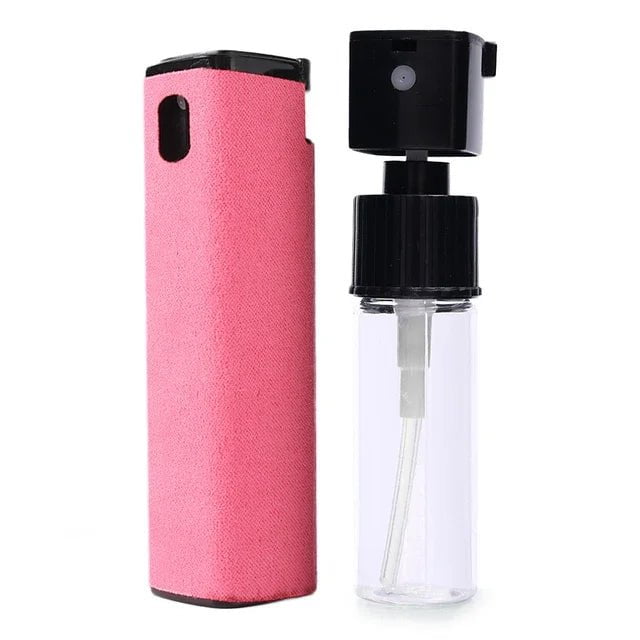 Storazone Pink (no liquid) 2in1 Microfiber Screen Cleaner Spray Bottle For Mobile Phone Ipad Computer Microfiber Cloth Wipe Iphone Cleaning Glasses Wipes