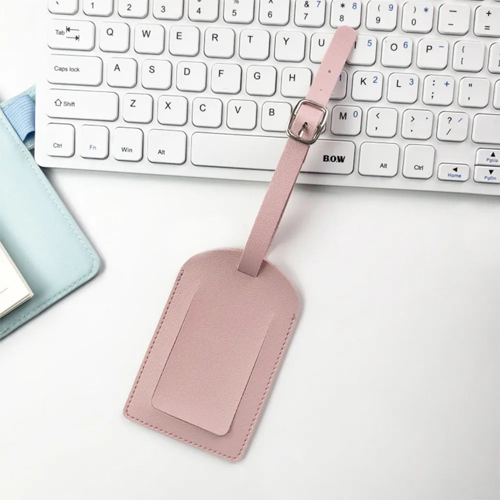Storazone pink Personalize Initials Luggage Tag Custom Letters Men Women Suitcase Name Tag PU Airplane Labels Engrave Logo Travel Accessories