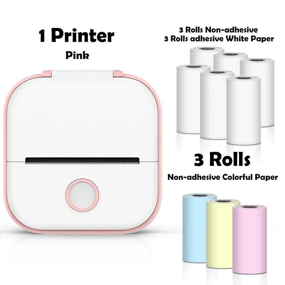 Storazone Pink-Plus 9 Roll Set / CN Phomemo T02 Portable Mini Wireless Thermal Pocket Printer Self-adhesive Stickers Use for DIY,Journal Sticker impresora portátil