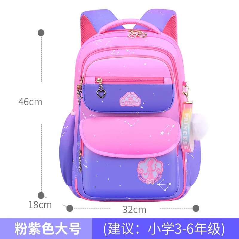 Storazone Pink Purple Large Orthopedic Primary School Bags for Girls Gradient Color Grades 1-3-6 Children's Backpack Large Capacity Kids Rucksack Mochila