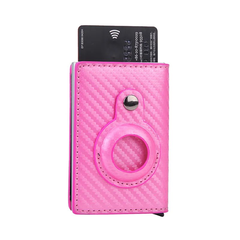 Storazone Pink Rfid Credit Card Holder Wallet For AirTag Men Women Wallets Money Bags Leather Wallet For Apple Air Tag Purses Smart Wallet