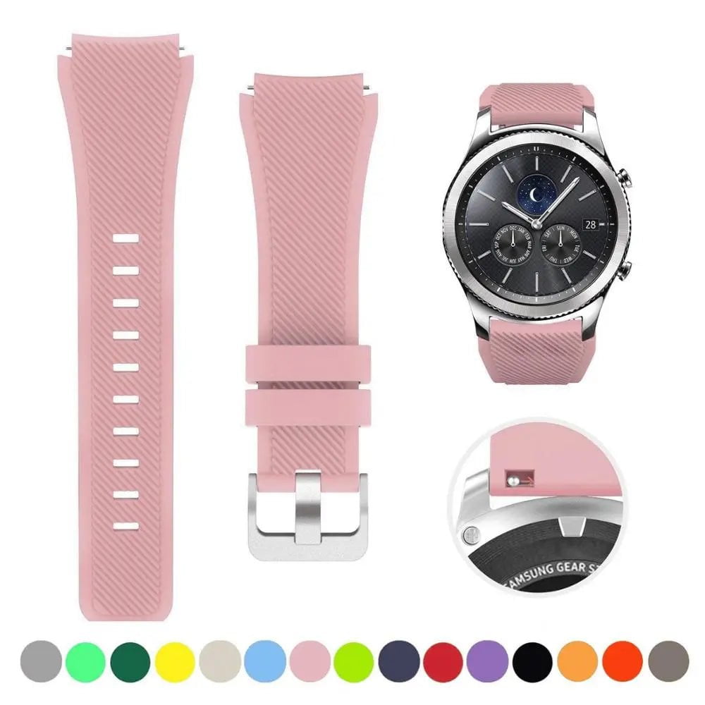 Storazone pink sand 22 / 22mm / CHINA 20mm 22mm Strap For Samsung galaxy watch4 44mm/40mm 5 pro active 2 Gear s3 Silicone Correa bracelet Huawei Watch gt2/3/2e band