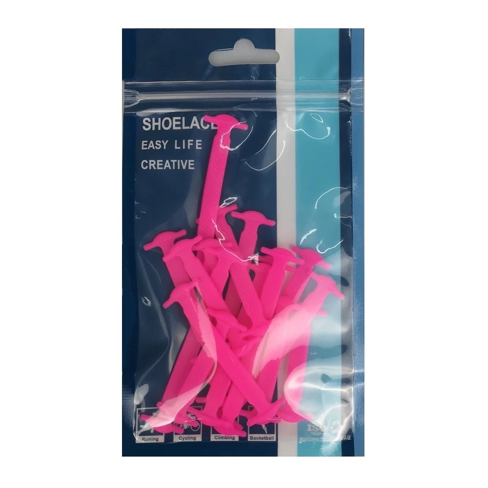 Storazone pink shoelaces 14pcs/Lot Shoes Accessories Elastic Silicone Shoelaces Elastic Shoelace Creative Lazy Silicone Laces No Tie Rubber Lace