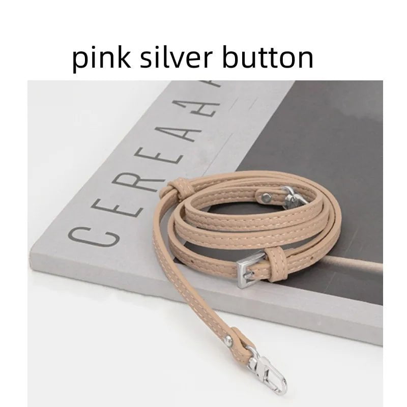 Storazone Pink silver button Bag Transformation Accessories For Longchamp Mini Bag Straps Punch-free Genuine Leather Shoulder Strap Crossbody Conversion