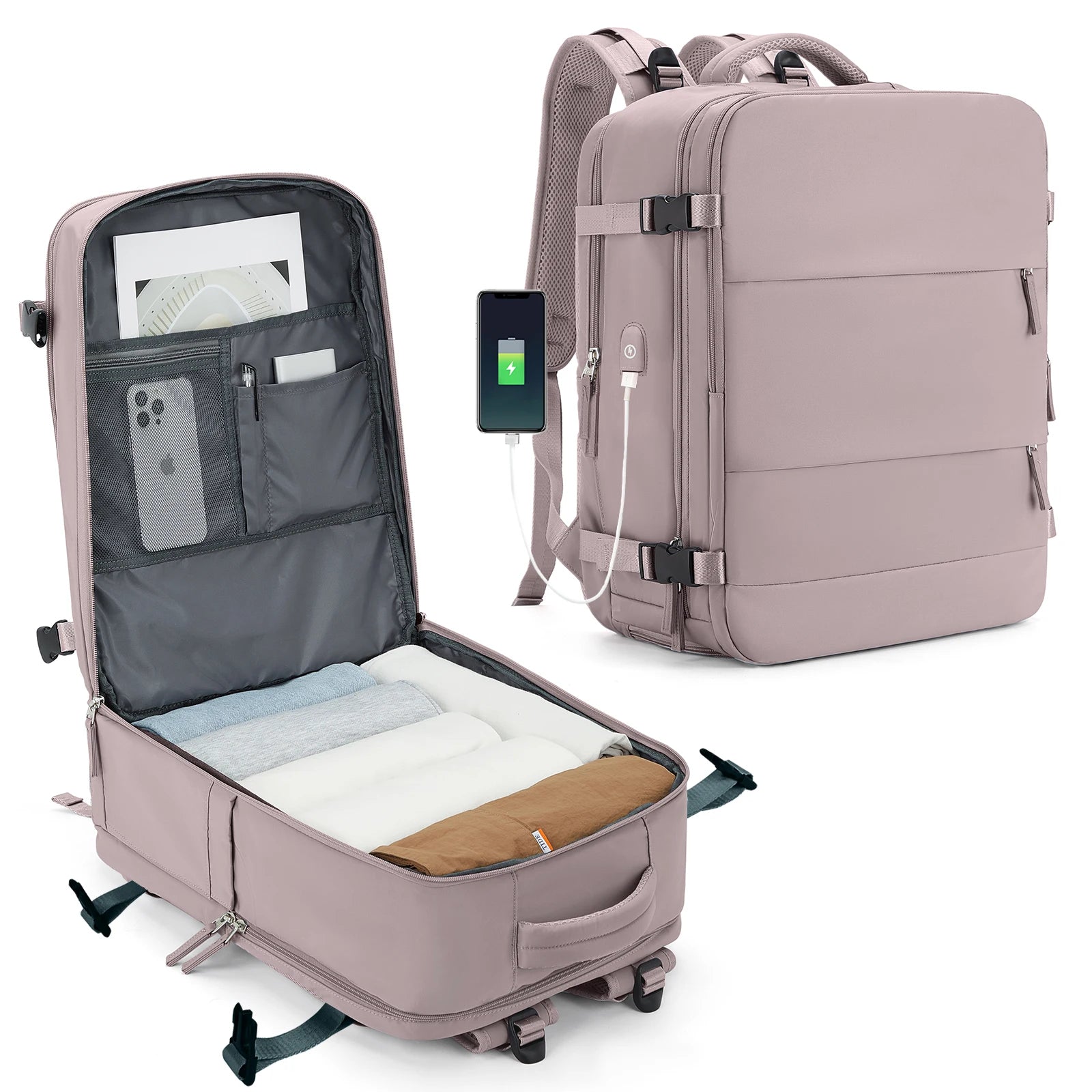 Storazone Pink / Small Easyjet Cabin Bag 45x36x20 Backpack, 40x20x25 Ryanair Carry-Ons, Women/Men Aeroplane Travel Backpack, Cabin Size Laptop Backpack
