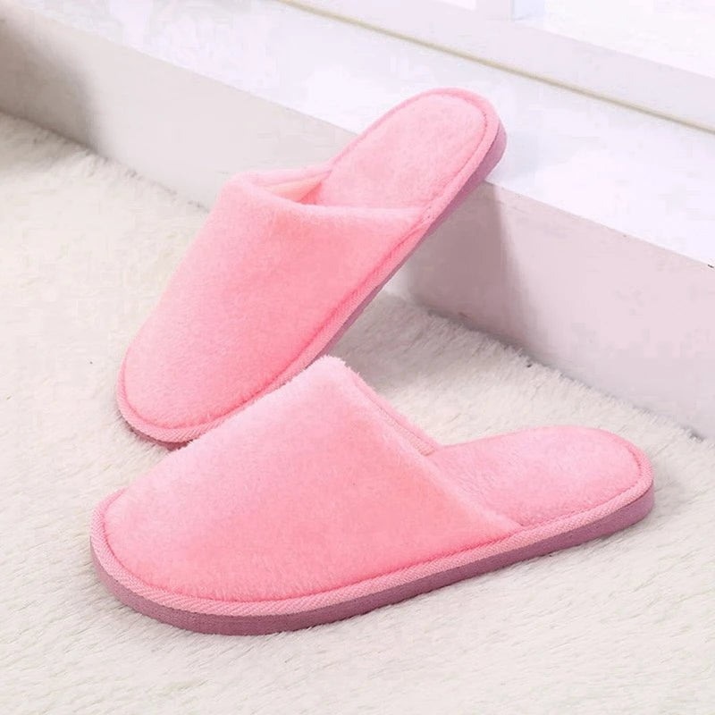 Storazone Pink thin / 36-37(fit 35-36) 2023 New Winter Fulffy Fur Slippers Men Plush Fleece Flat Slippers Sweet Thick Soled Indoor Cotton Slippers For Couple Shoes