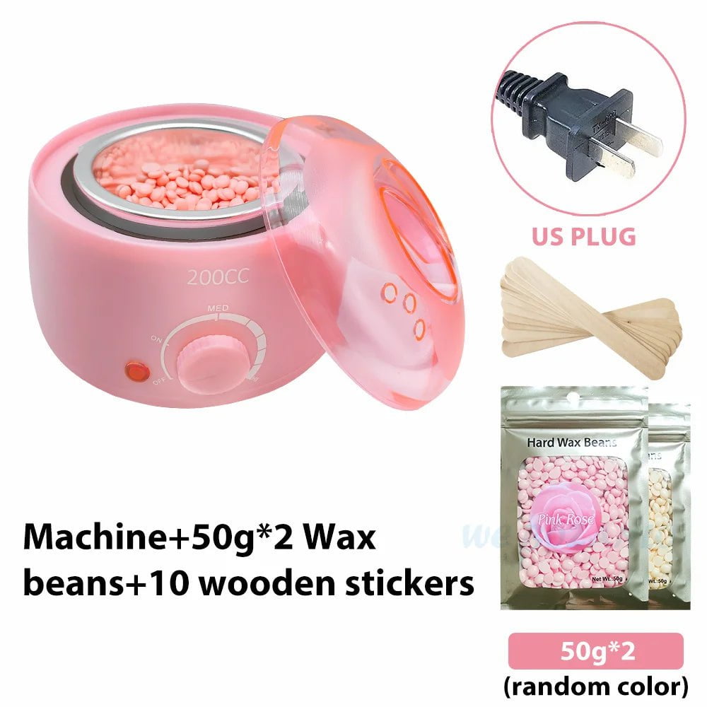 Storazone Pink US 100g Beans 200CC Wax Heater Warmer Hair Removal Machine For Hand Foot Body SPA Epilator Paraffin Wax Pot +Wax Beans + Wood Sticks