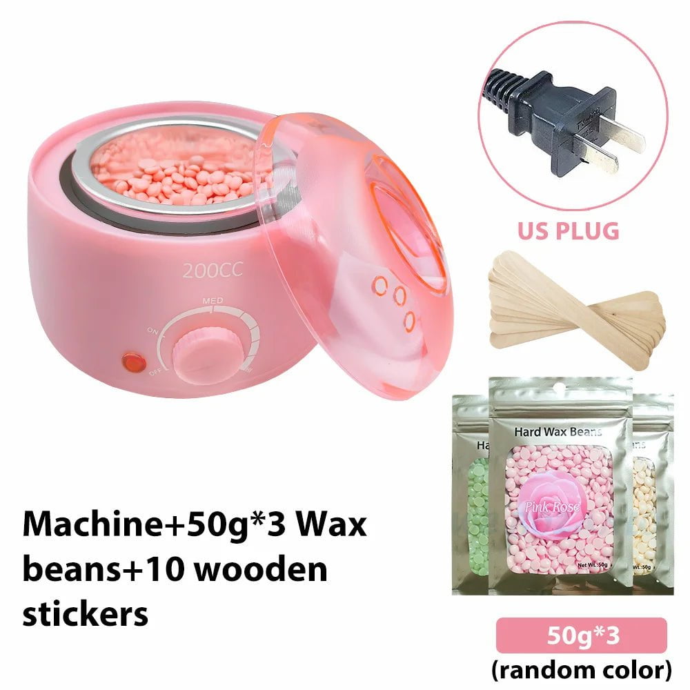 Storazone Pink US 150g Beans 200CC Wax Heater Warmer Hair Removal Machine For Hand Foot Body SPA Epilator Paraffin Wax Pot +Wax Beans + Wood Sticks