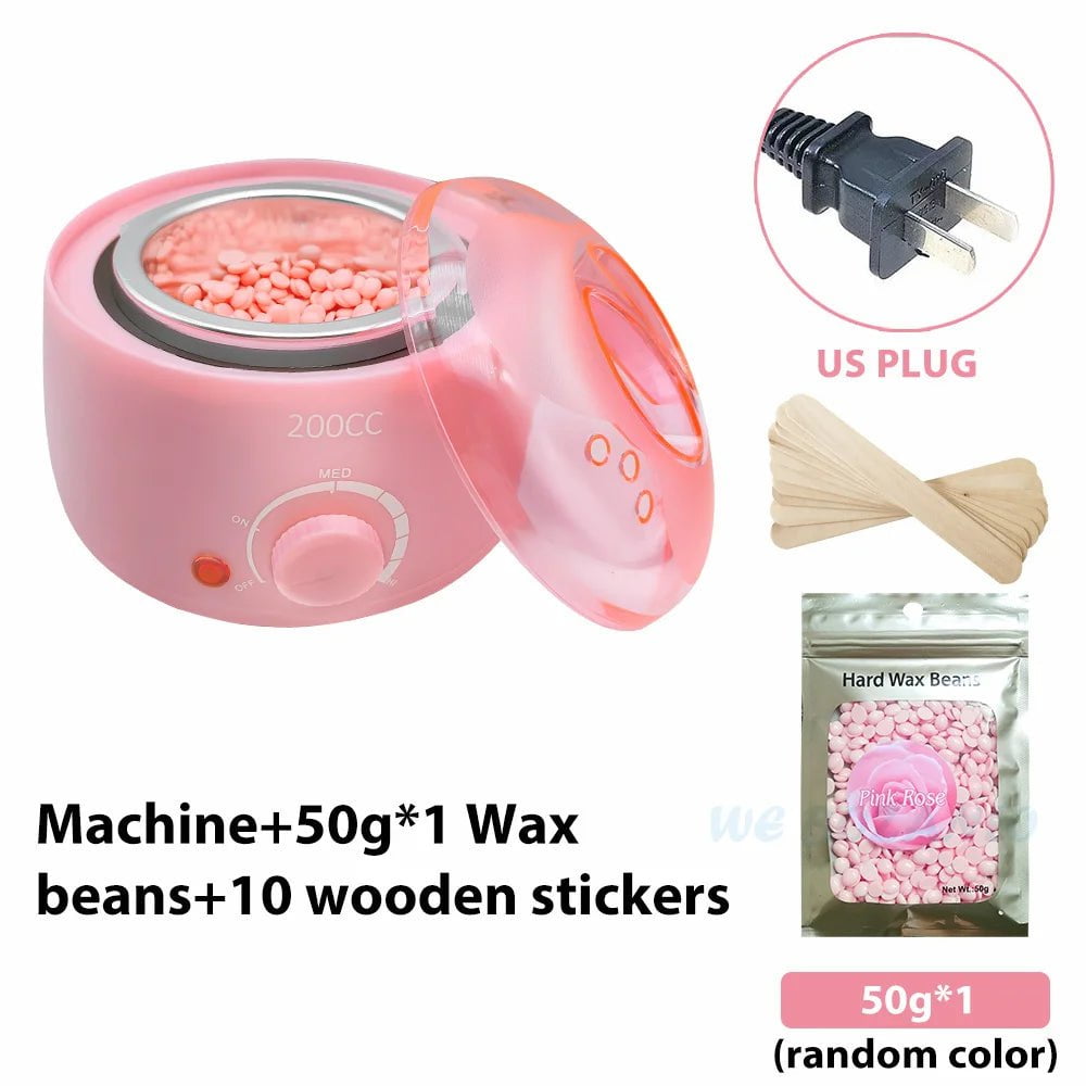 Storazone Pink US 50g Beans 200CC Wax Heater Warmer Hair Removal Machine For Hand Foot Body SPA Epilator Paraffin Wax Pot +Wax Beans + Wood Sticks