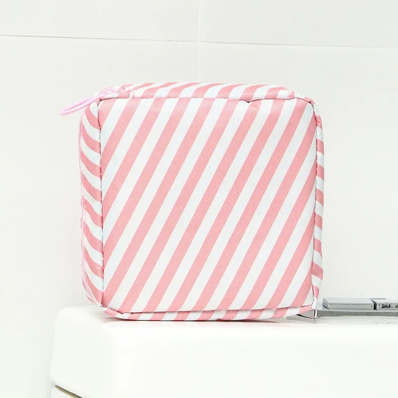 Storazone pink Women Girls Kawaii Cosmetic Makeup Tampon Bear Napkin Pouch Storage Bag Coin Purse Sanitary Pads Bag Mini Data Cables Organizer