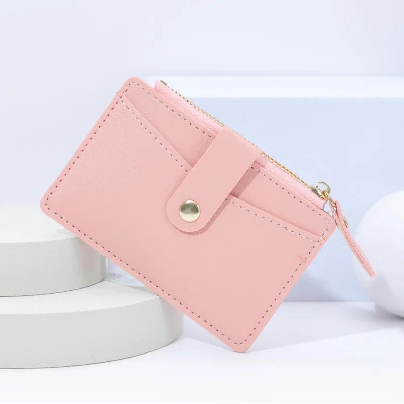 Storazone pink01 Fashion Women Wallets Leather Female Purse Mini Hasp Solid Multi-Cards Holder Coin Short Wallets Slim Small Wallet Zipper Hasp
