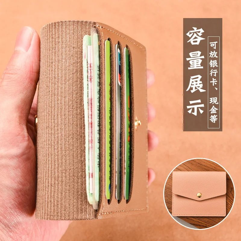Storazone Pink1 Solid Color PU Leather Small Wallet for Women Short Simple Women's Purse with Buttons Ultra Thin Credit Card Bag Coin Purse