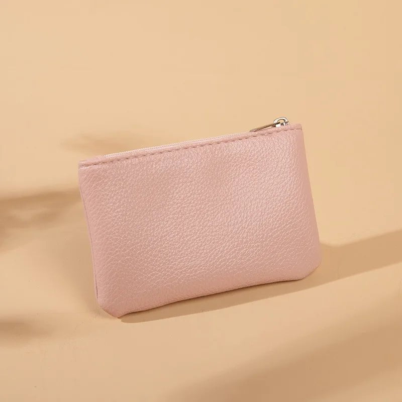 Storazone Pink4 Solid Color PU Leather Small Wallet for Women Short Simple Women's Purse with Buttons Ultra Thin Credit Card Bag Coin Purse