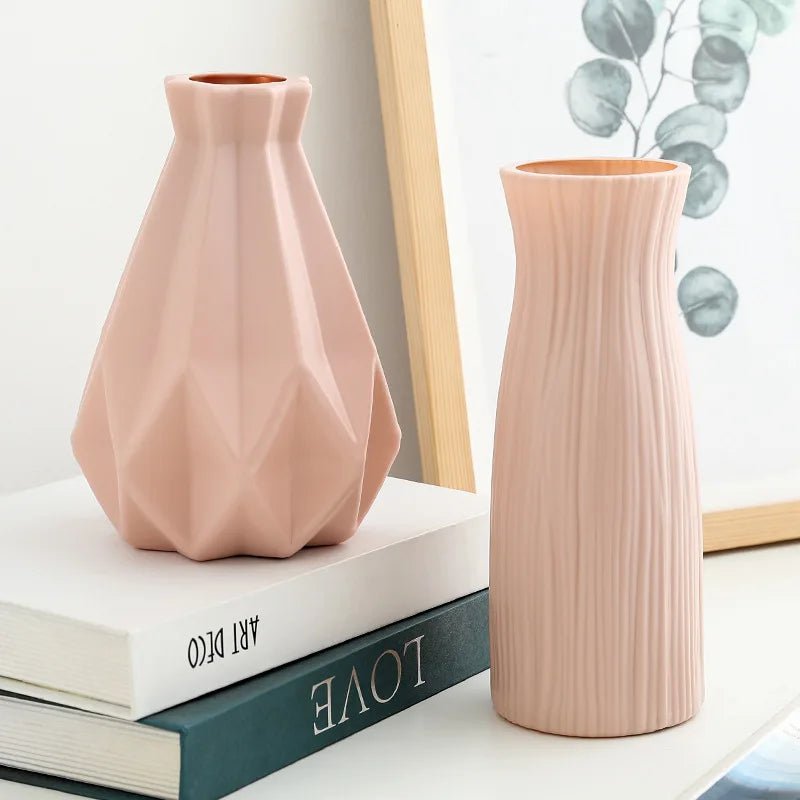 Storazone Plastic Vase Home for Decoration White Imitation Ceramic Flower Pot Plants Basket Nordic Wedding Decorative Dining Table Bedroom