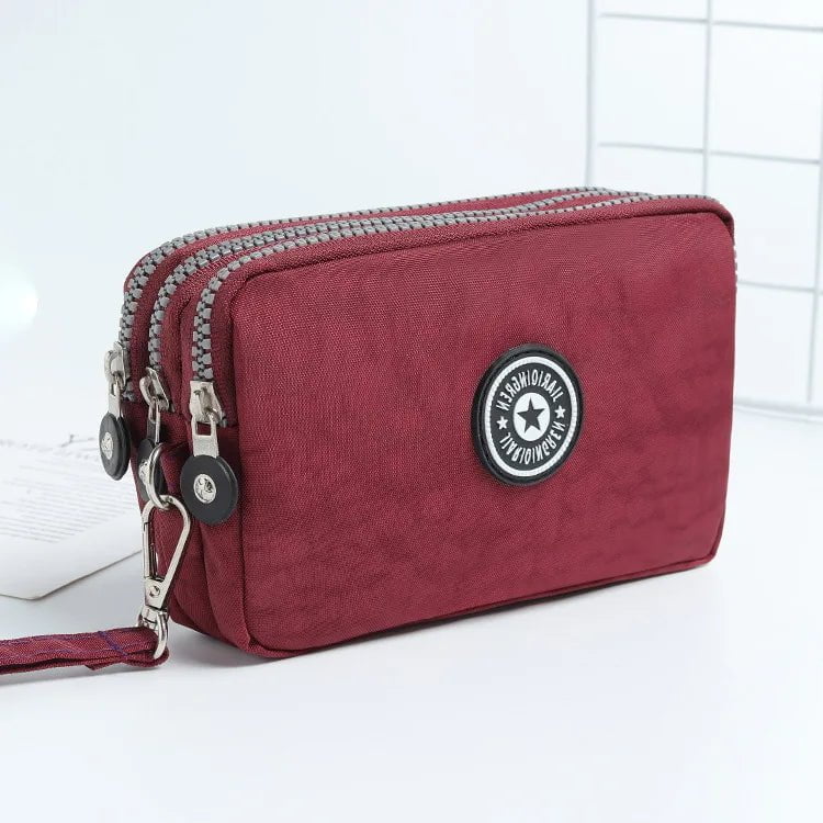 Storazone plum Mini Bag with Triple Zipped Portable Women Wallets Phone Pouch New Fashion Big Capacity Women Wallet Make-up Bag Coin Purse