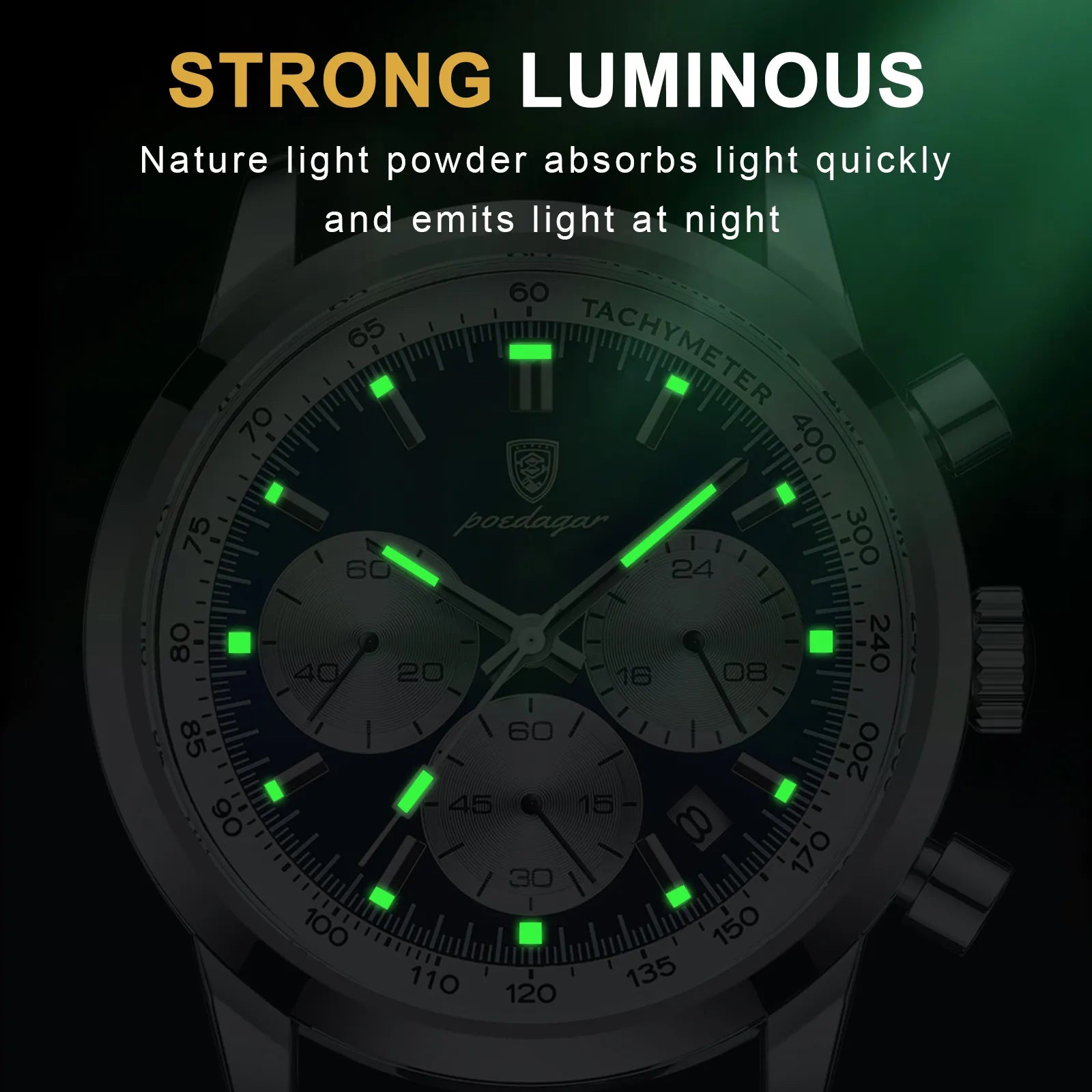 Storazone POEDAGAR Luxury Man Watch High Quality Waterproof Chronograph Luminous Men's Wristwatch Leather Men Quartz Watches Casual Clock