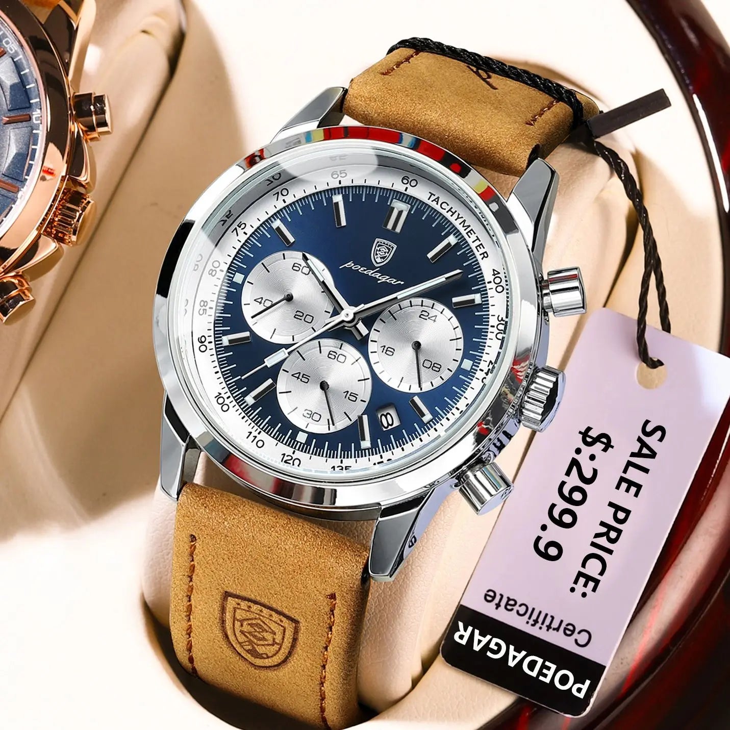 Storazone POEDAGAR Luxury Man Watch High Quality Waterproof Chronograph Luminous Men's Wristwatch Leather Men Quartz Watches Casual Clock